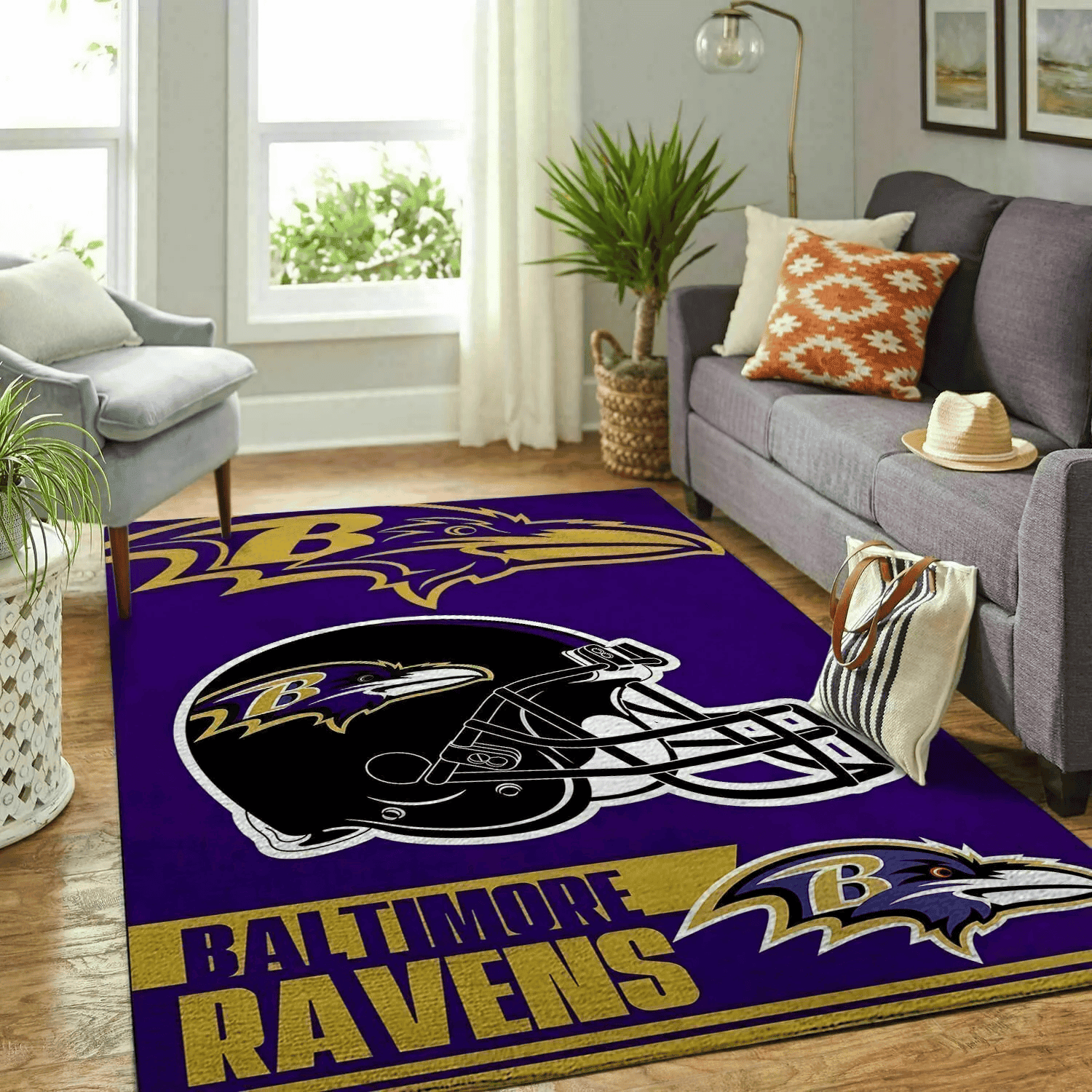 Baltimore Ravens Soft Carpet Living Room Anti-skid Rectangle Area Rug – Full Print Carpet For Living Room & Bedroom Home Decor