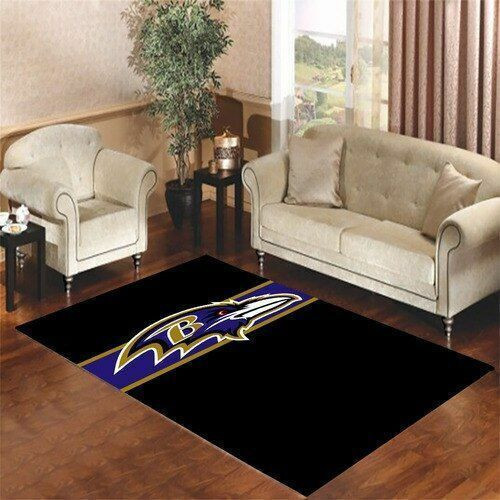 Baltimore Ravens Soft Rug Living Room Non-slip Rectangle Area Rug – Full Print Carpet For Living Room & Bedroom Home Decor