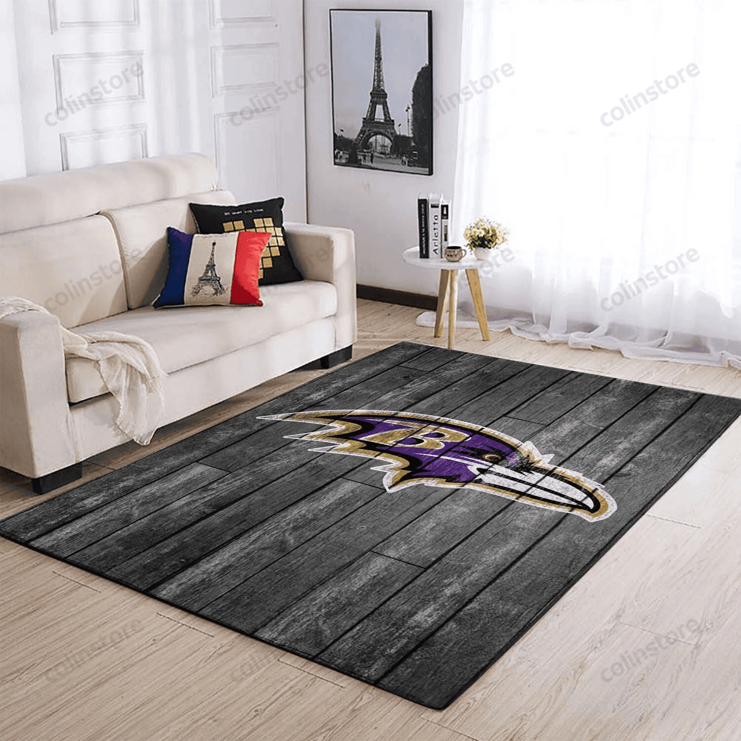 Baltimore Ravens Team Logo Rectangle Area Rug – Full Print Carpet For Living Room & Bedroom Home Decor