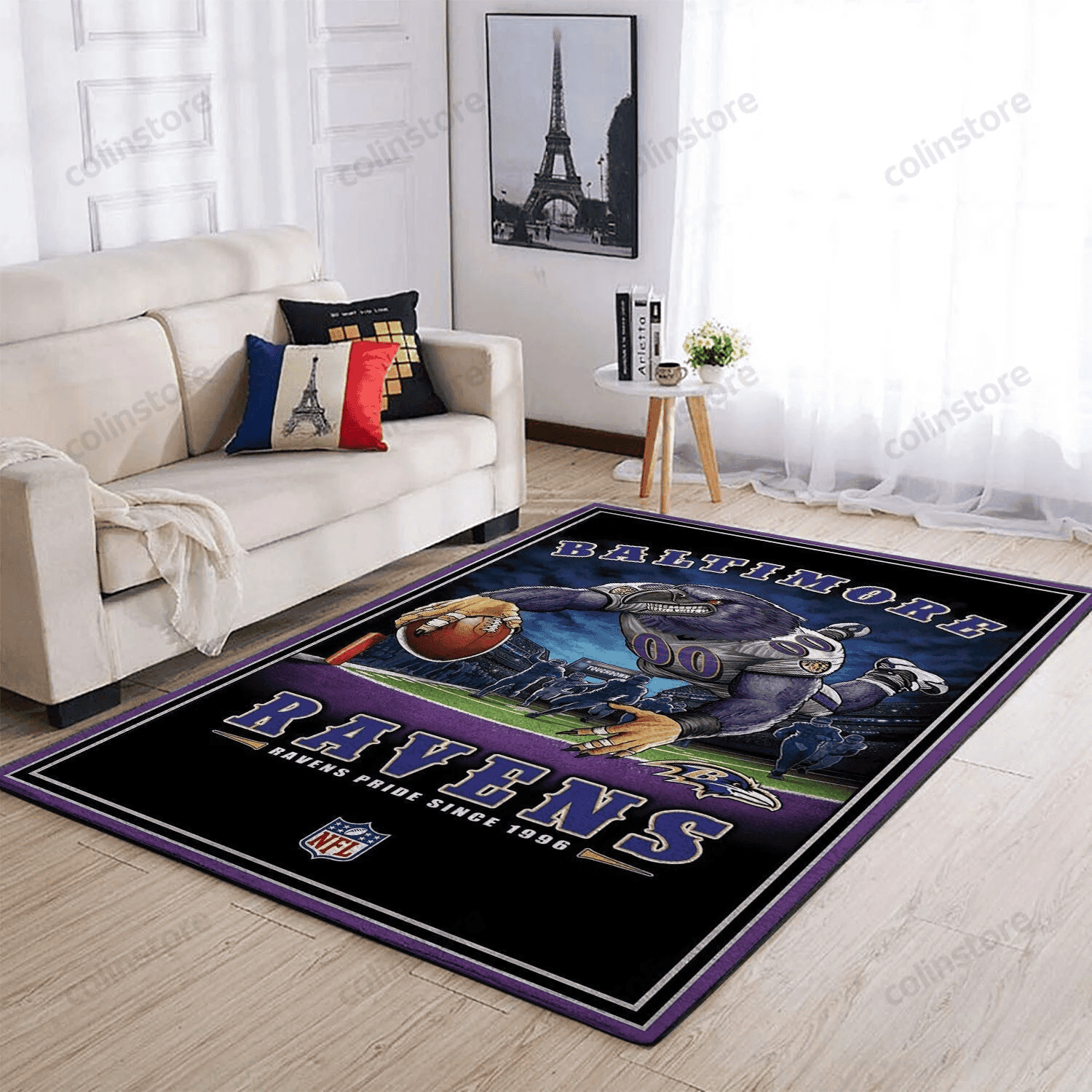 Baltimore Ravens Team Pride Rectangle Area Rug – Full Print Carpet For Living Room & Bedroom Home Decor