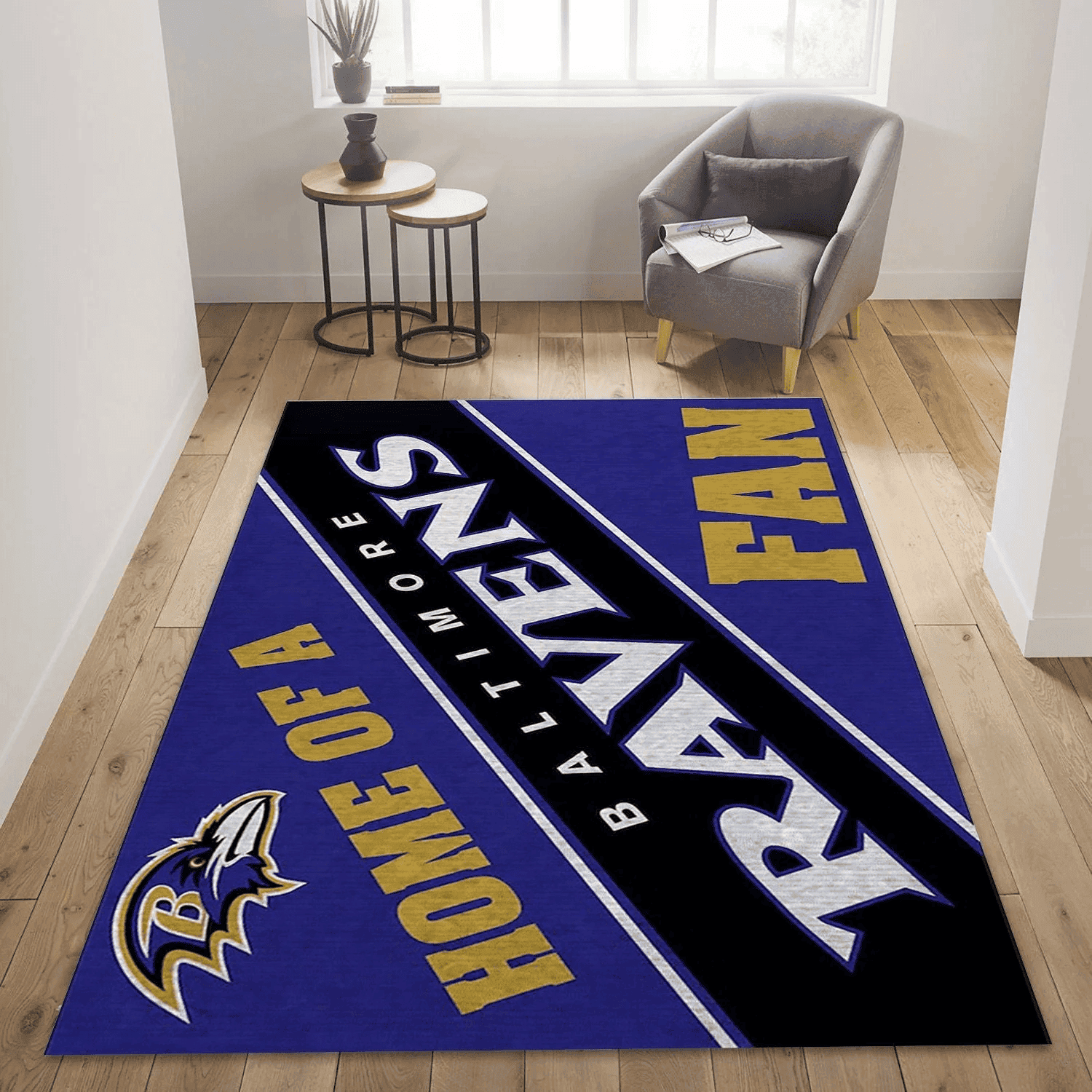Baltimore Ravens Team Rug Rectangle Area Rug – Full Print Carpet For Living Room & Bedroom Home Decor