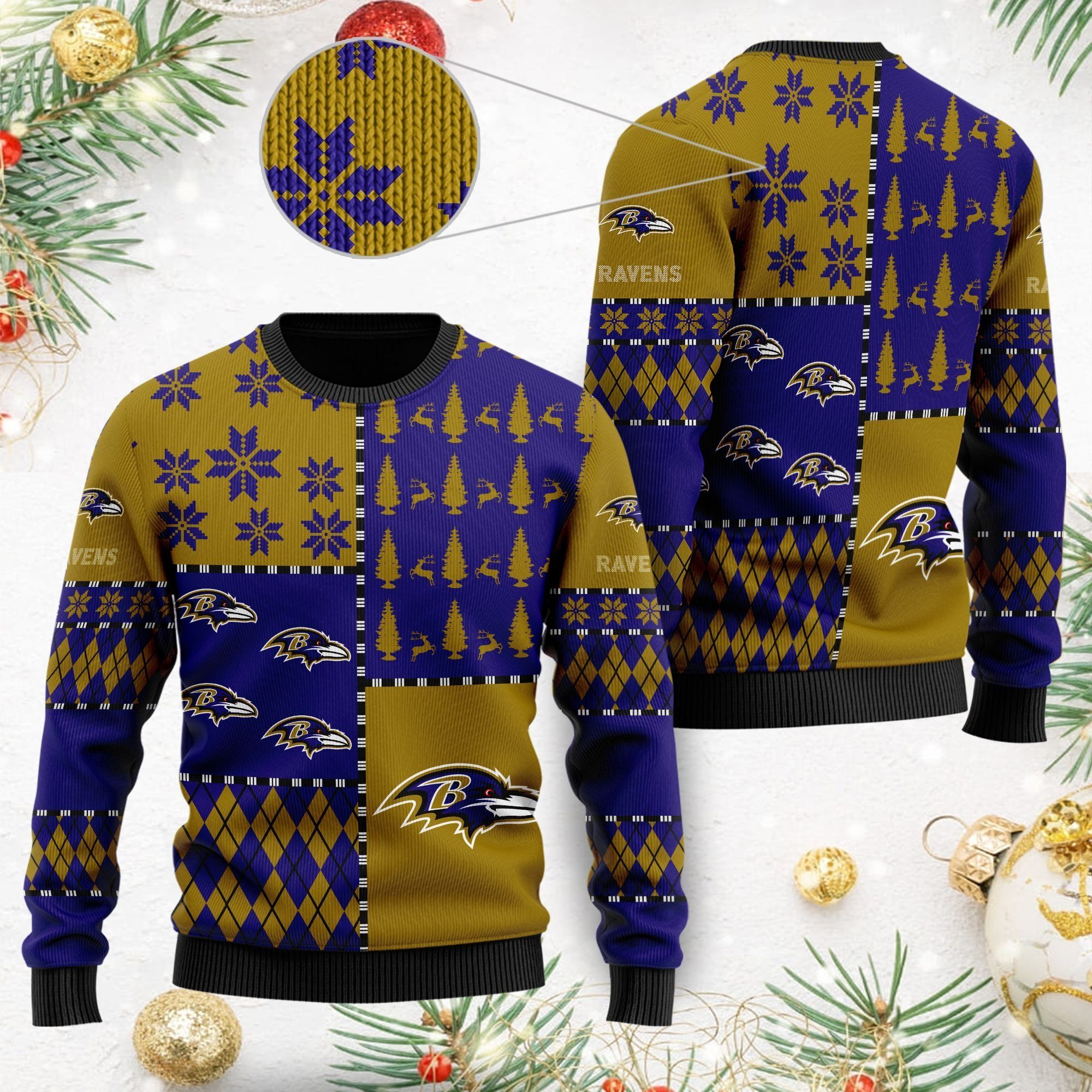 Baltimore Ravens Ugly Christmas Sweater Full Size For Sale Best Christmas Gift For Ravens Fans