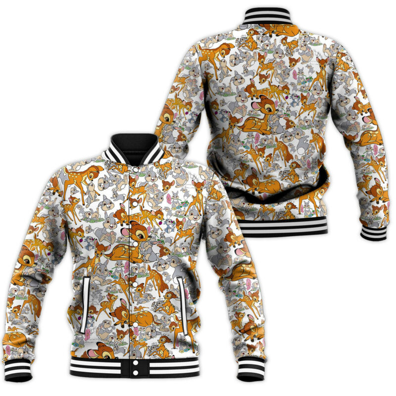 Bambi and Thumper Fashion Baseball Jacket for Men & Women | Cartoon Fan Gift