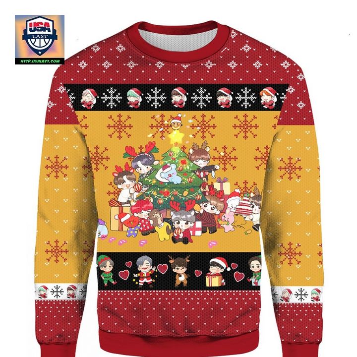 Bangtan Boys Friends BTS Chibi Ugly Xmas 3D Sweater