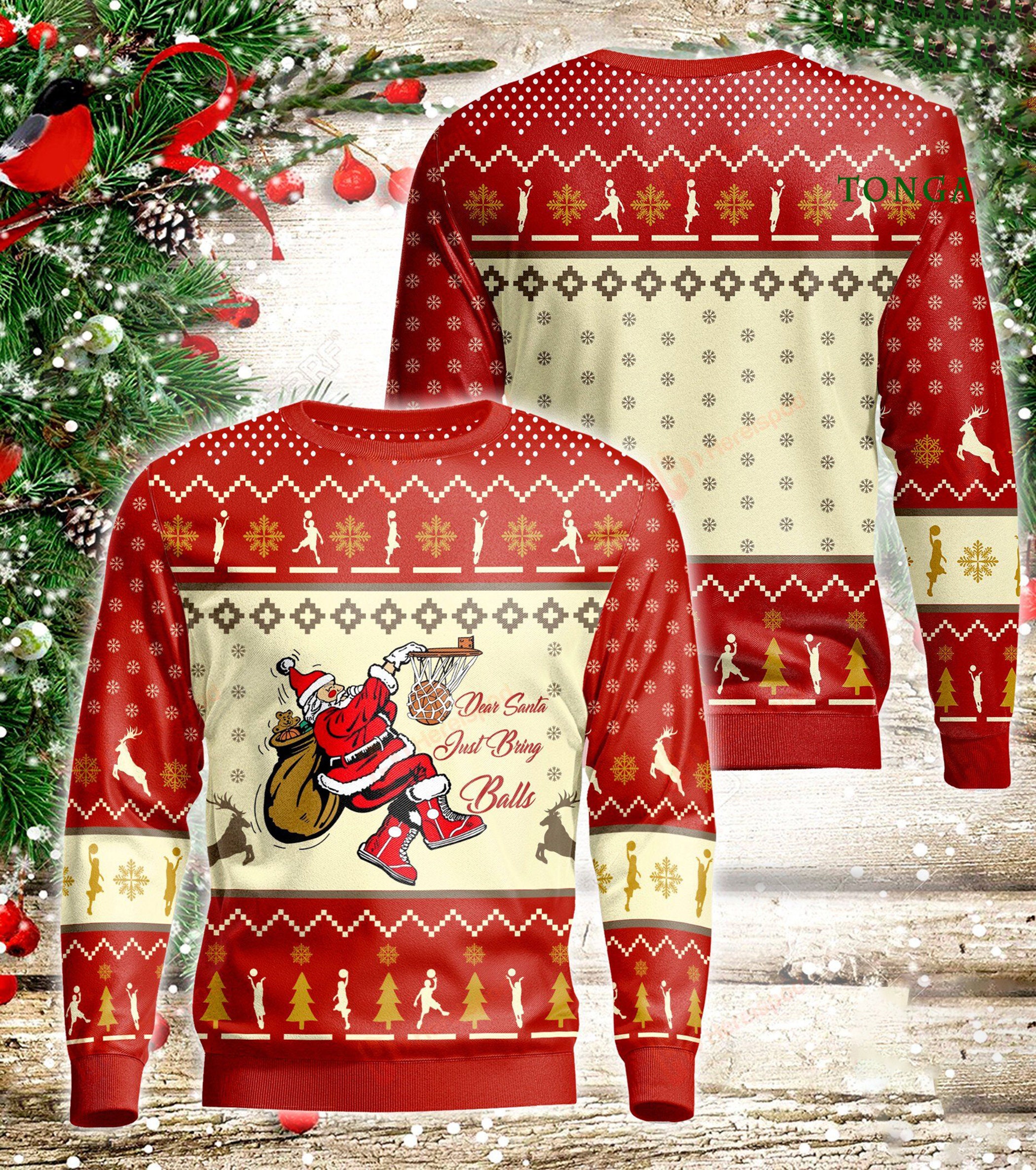 Basketball Dear Santa Just Bring Balls Ugly Christmas Sweater