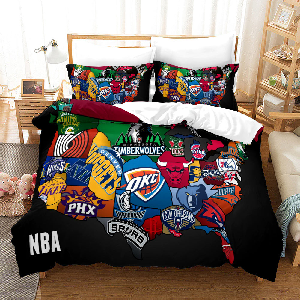 Basketball Logo Basketball Duvet Cover Quilt Cover Pillowcase Bedding Set Bed Linen Home Bedroom Decor