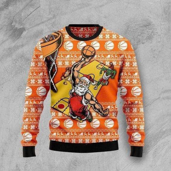 Basketball Santa Claus Ugly Christmas Sweater, Perfect Holiday Gift