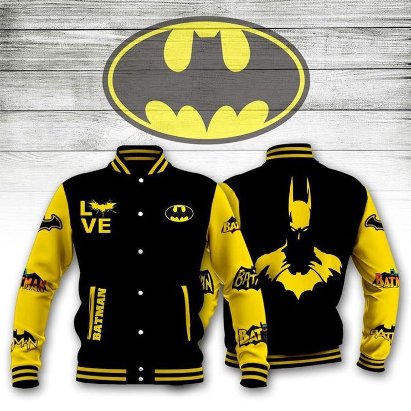 Batman Yellow Fashion Baseball Jacket for Men & Women | Superhero Fan Gift