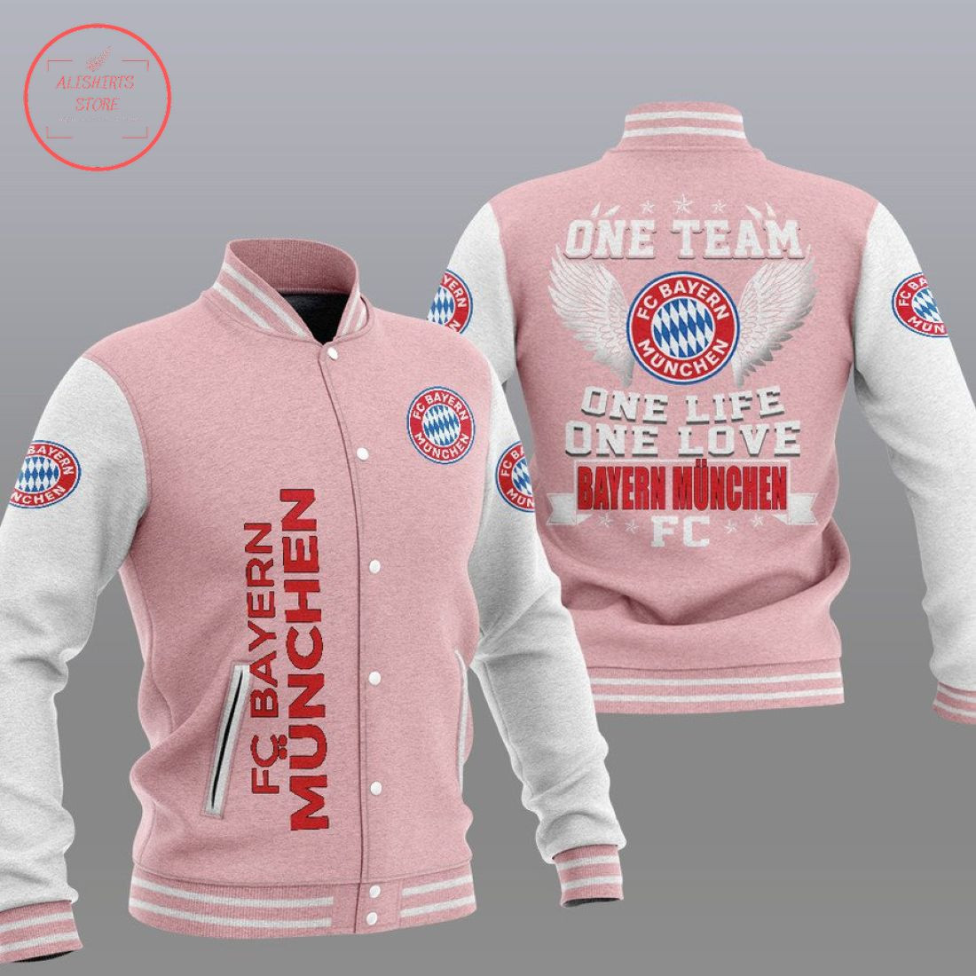 Bayern Munich One Team Varsity Baseball Jacket for Men & Women | Soccer Team Fan Gift