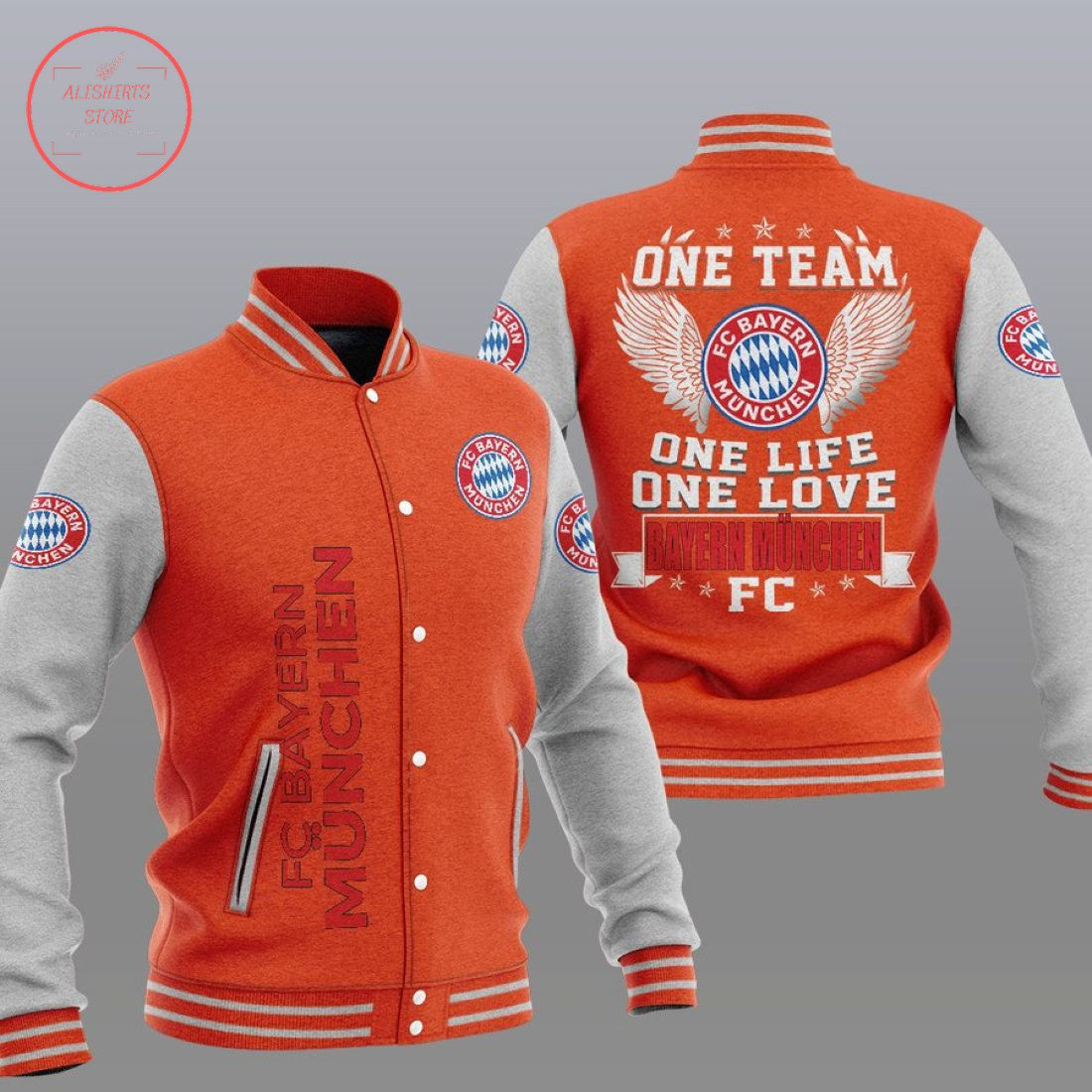 Bayern Munich One Team Varsity Baseball Jacket for Men & Women | Soccer Team Fan Gift