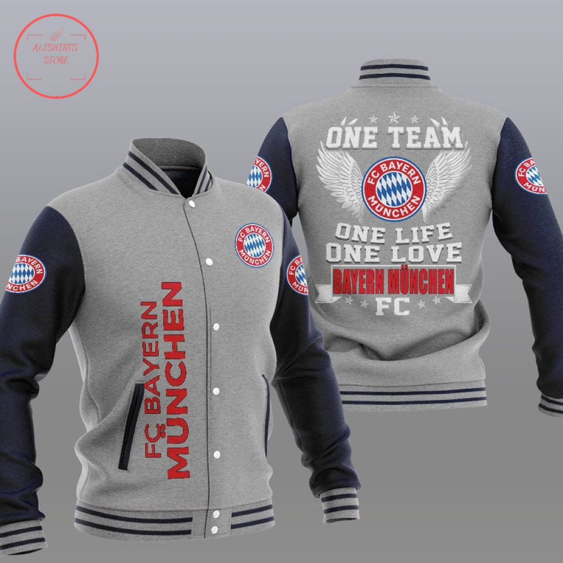 Bayern Munich One Team Varsity Baseball Jacket for Men & Women | Soccer Team Fan Gift