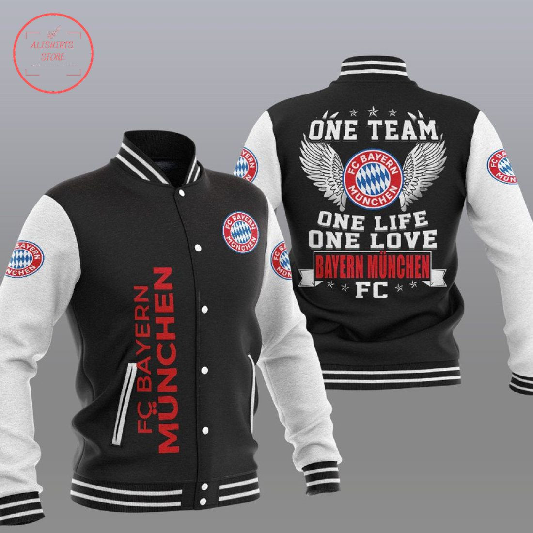 Bayern Munich One Team Varsity Baseball Jacket for Men & Women | Soccer Team Fan Gift