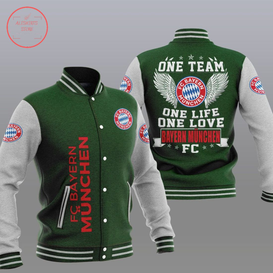 Bayern Munich One Team Varsity Baseball Jacket for Men & Women | Soccer Team Fan Gift
