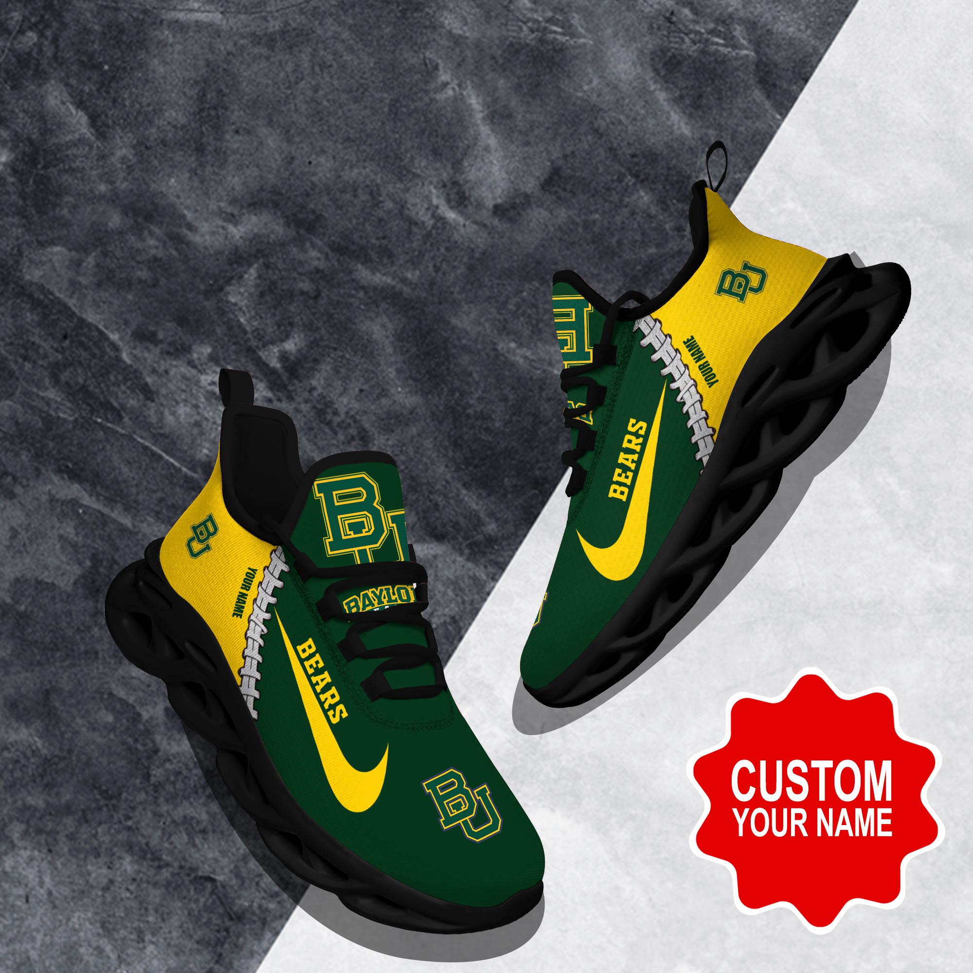 Baylor Bears Max Soul Shoes Sneakers for Men And Women – NFL Football Fan Shoes, Team Sneakers
