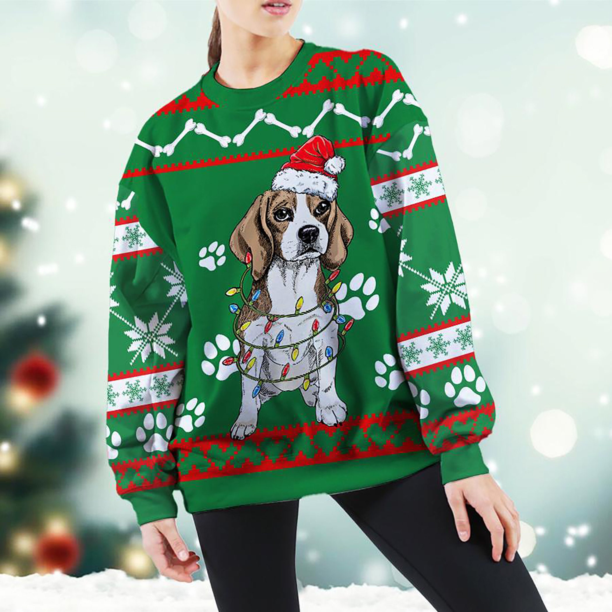Beagle Green Ugly Christmas Sweater