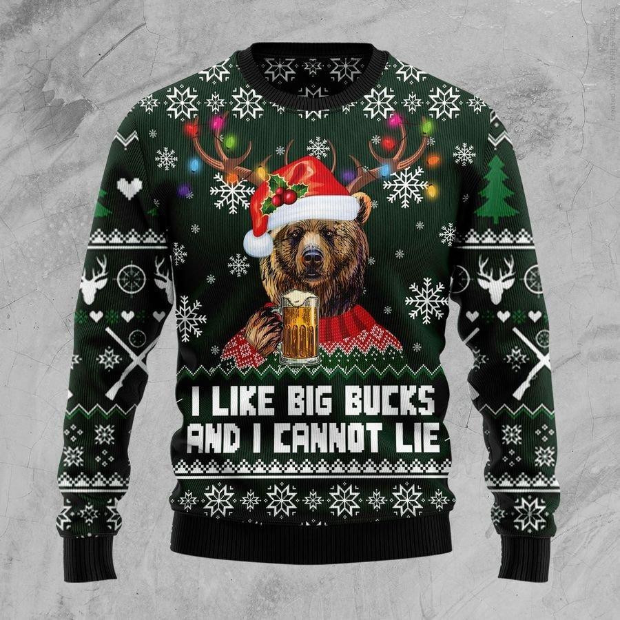 Bear Hunting And Beer Ugly Christmas Sweater, Perfect Holiday Gift