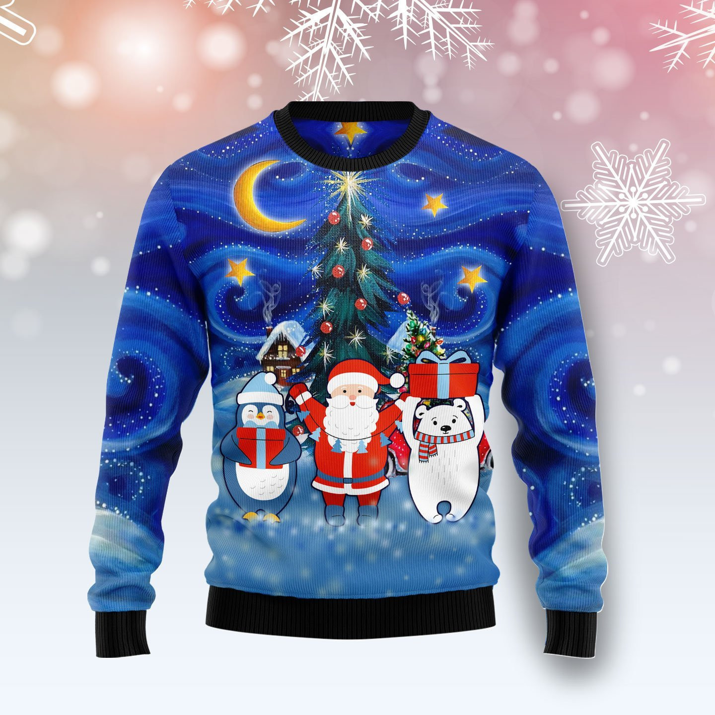 Bear Santa Penguin Ugly Christmas Sweater, Perfect Holiday Gift