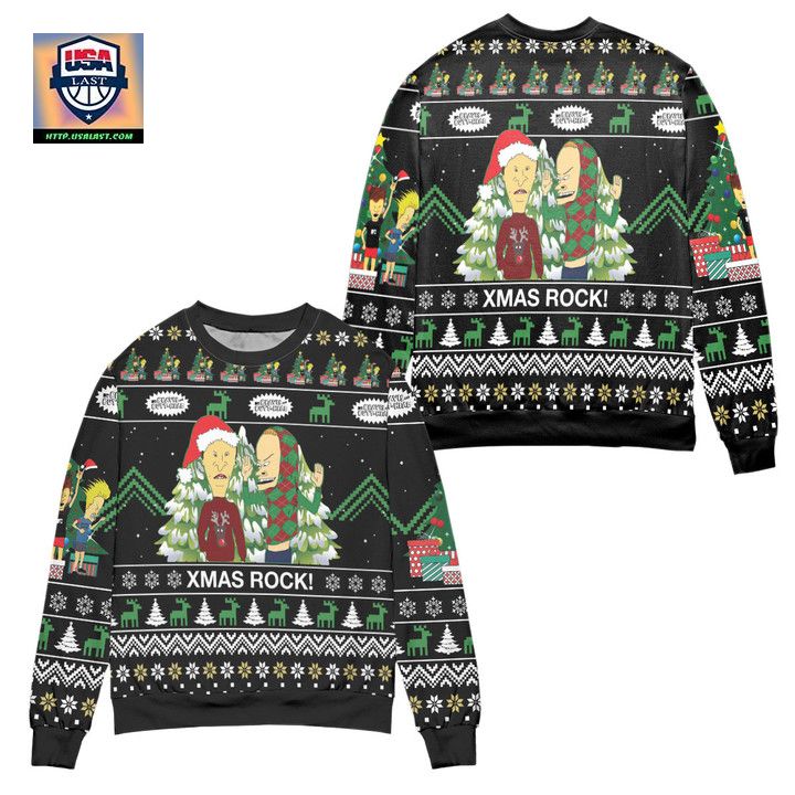 Beavis and Butt-Head Xmas Rock Ugly Christmas Sweater