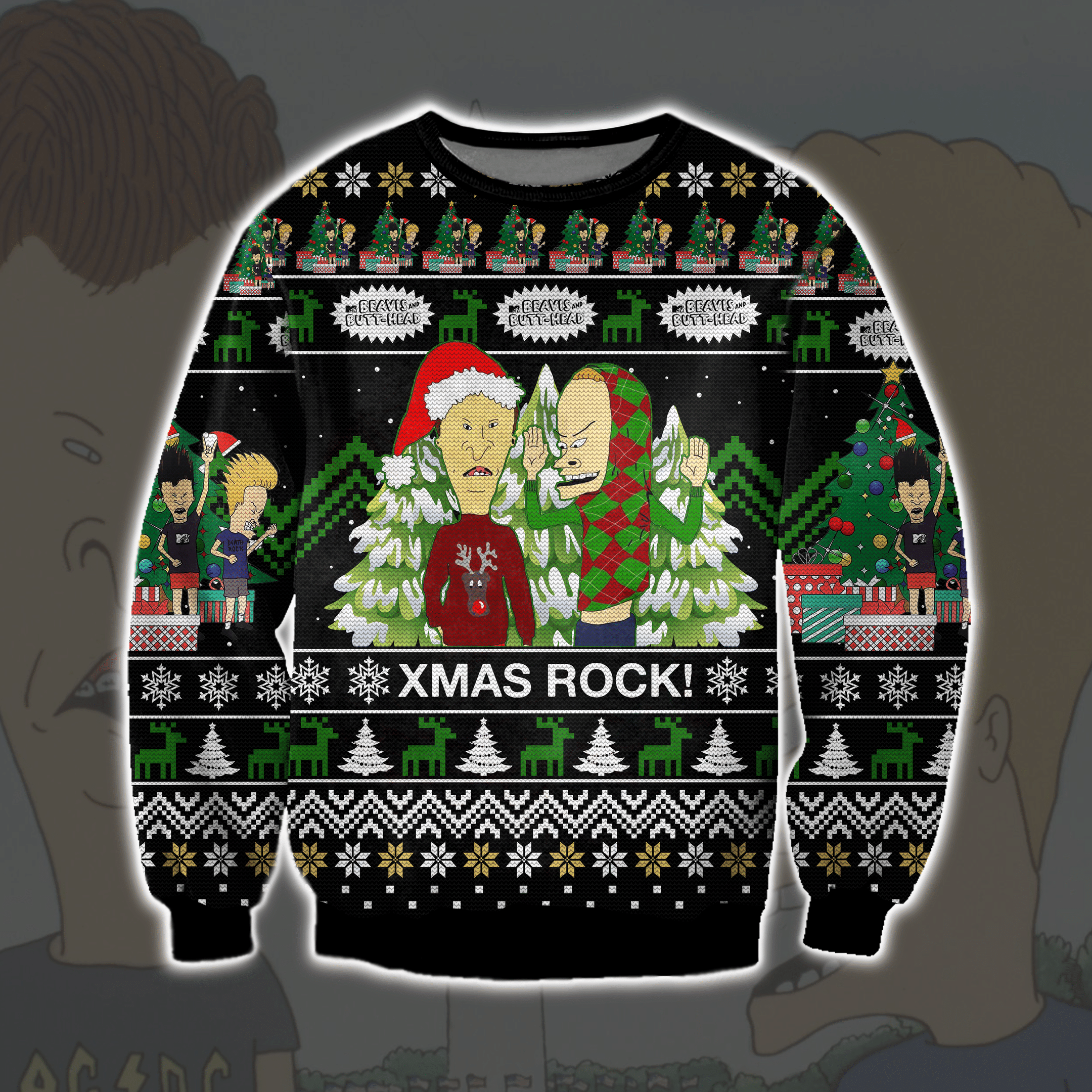 Beavis Butt-Head 3D Print Ugly Christmas Sweater