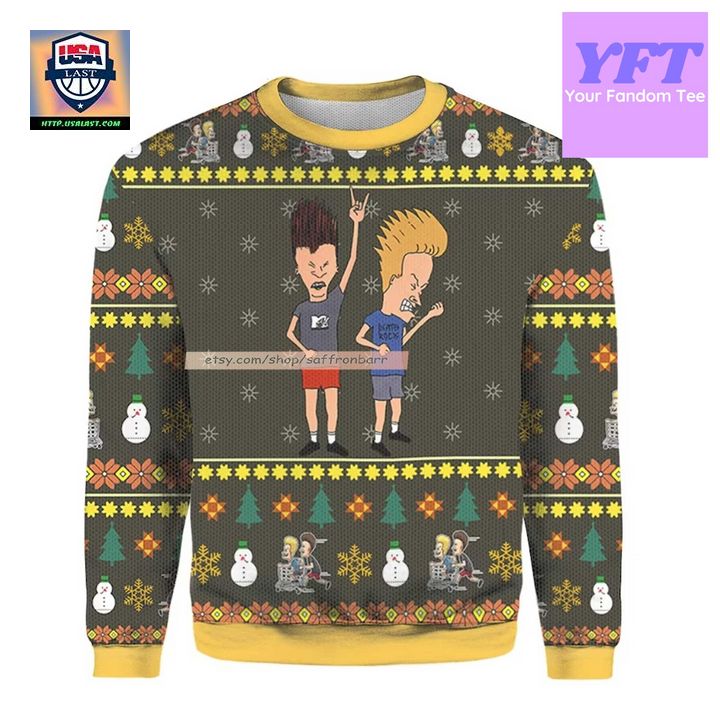 Beavis Butthead Xmas Rock 3d Ugly Christmas Sweater