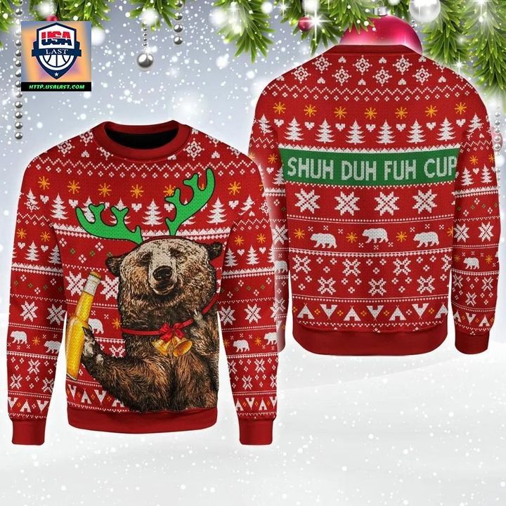 Beer Shuh Duh Fuhh Cup Ugly Christmas Sweater