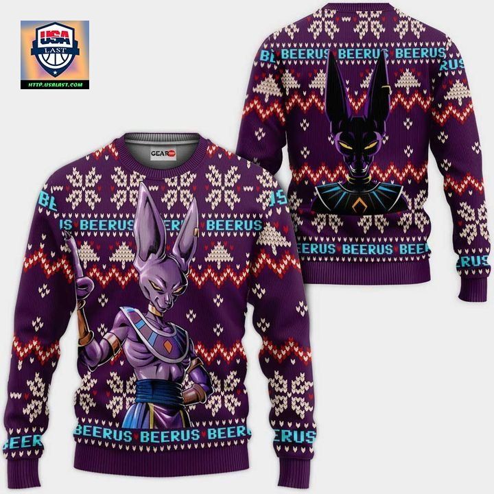 Beerus Ugly Christmas Sweater And 3D Hoodie Custom Dragon Ball