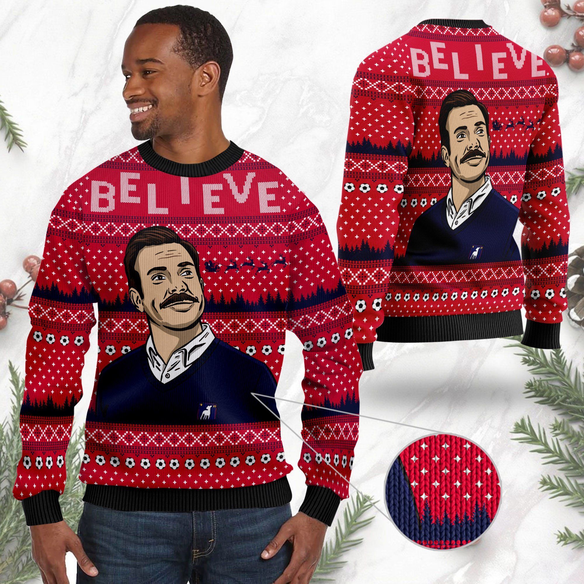 Believe Ted Lasso Merry Christmas Wanker Christmas Ugly Christmas Sweater