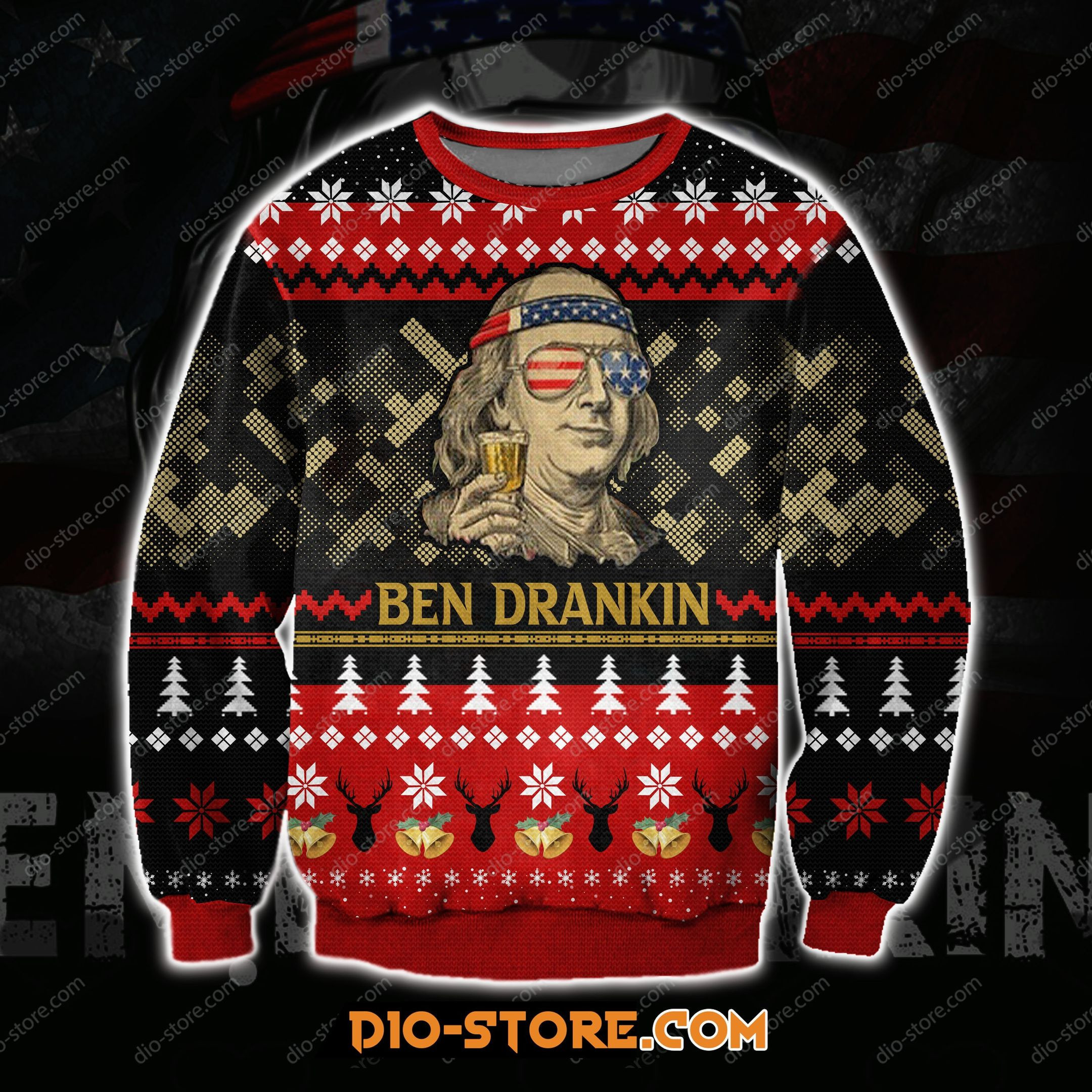 Ben Drankin Knitting Pattern For Unisex Ugly Christmas Sweater, Perfect Holiday Gift
