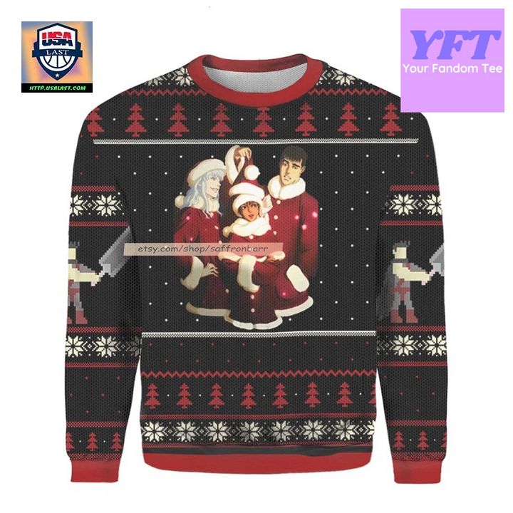 Berserk Guts Casca Griffith Merry 3d Ugly Christmas Sweater