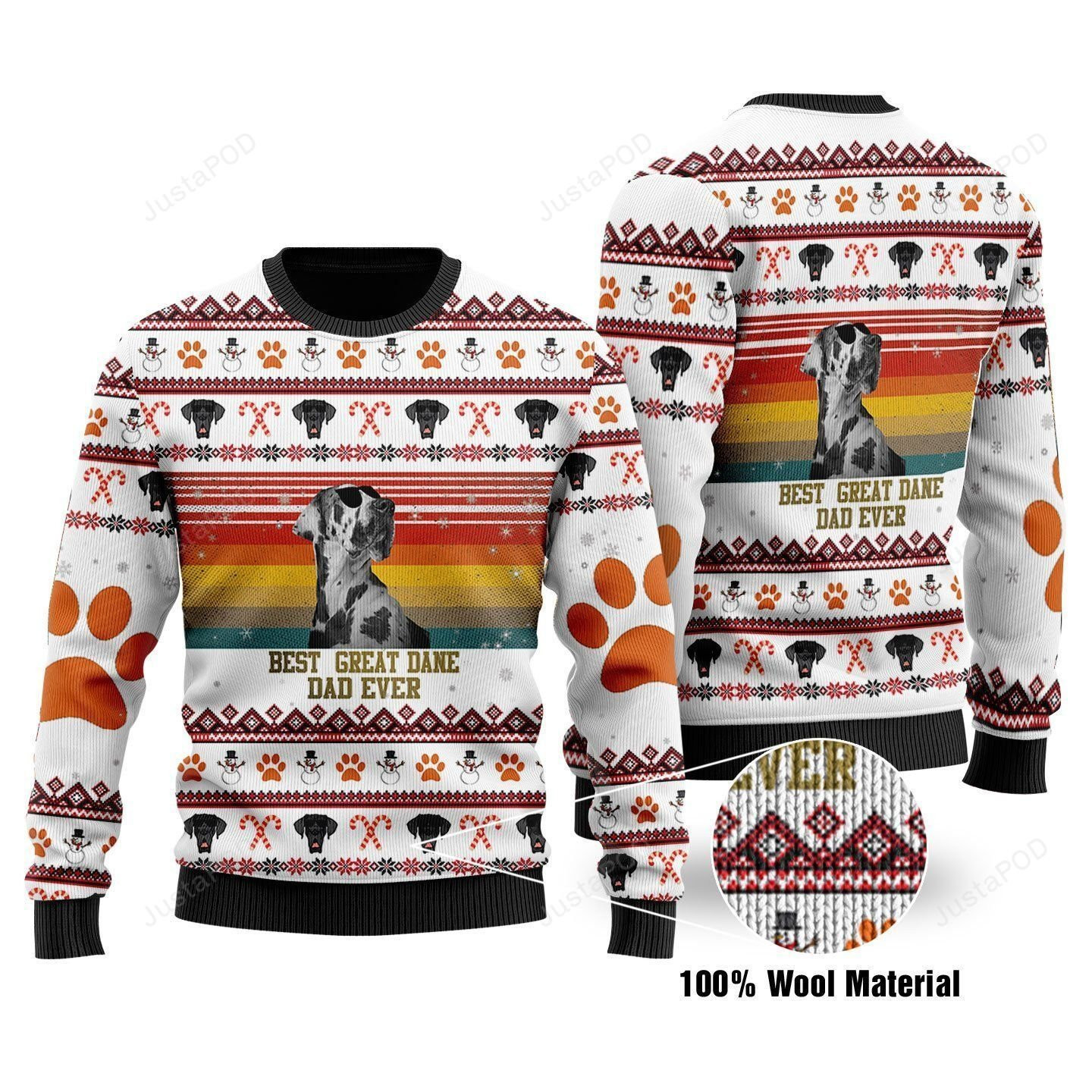 Best Great Dane Dad Ever Ugly Christmas Sweater, Perfect Holiday Gift