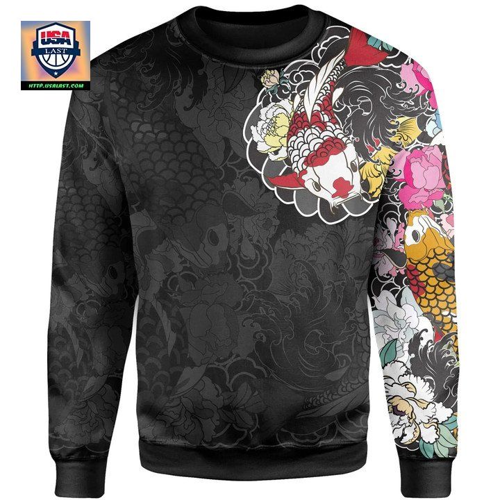 Best Koi Fish Tattoo Special Sweater Knitted Long-Sleeved Sweater 