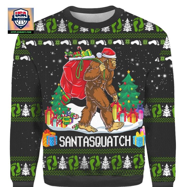 Bigfoot Santasquatch 3D Ugly Christmas Sweater