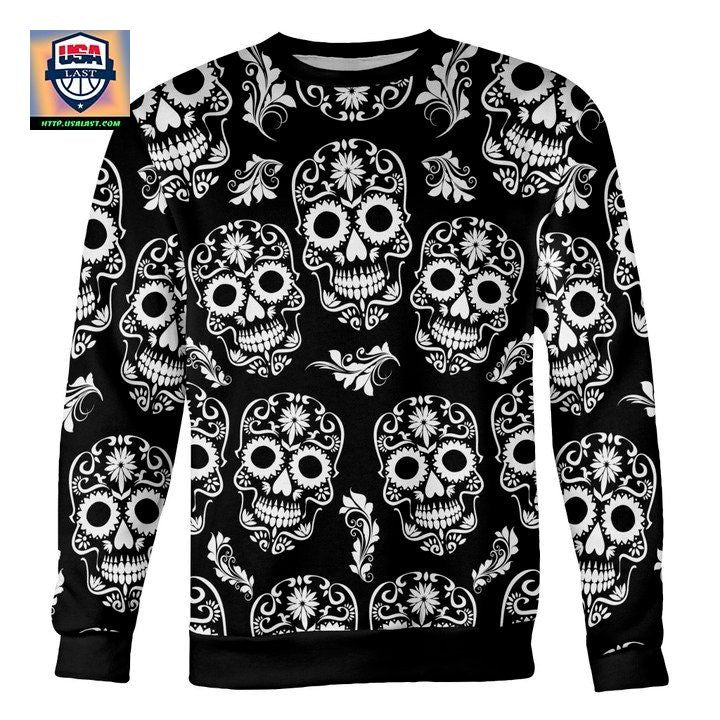Black And White Sugar Skull Sweater