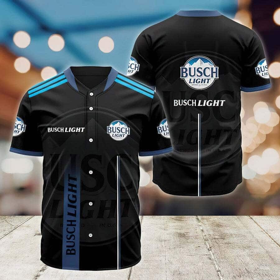 Black Busch Light Baseball Jersey Beer Lovers Gift, Beer Jersey For Men Women, Beer Lover Gift