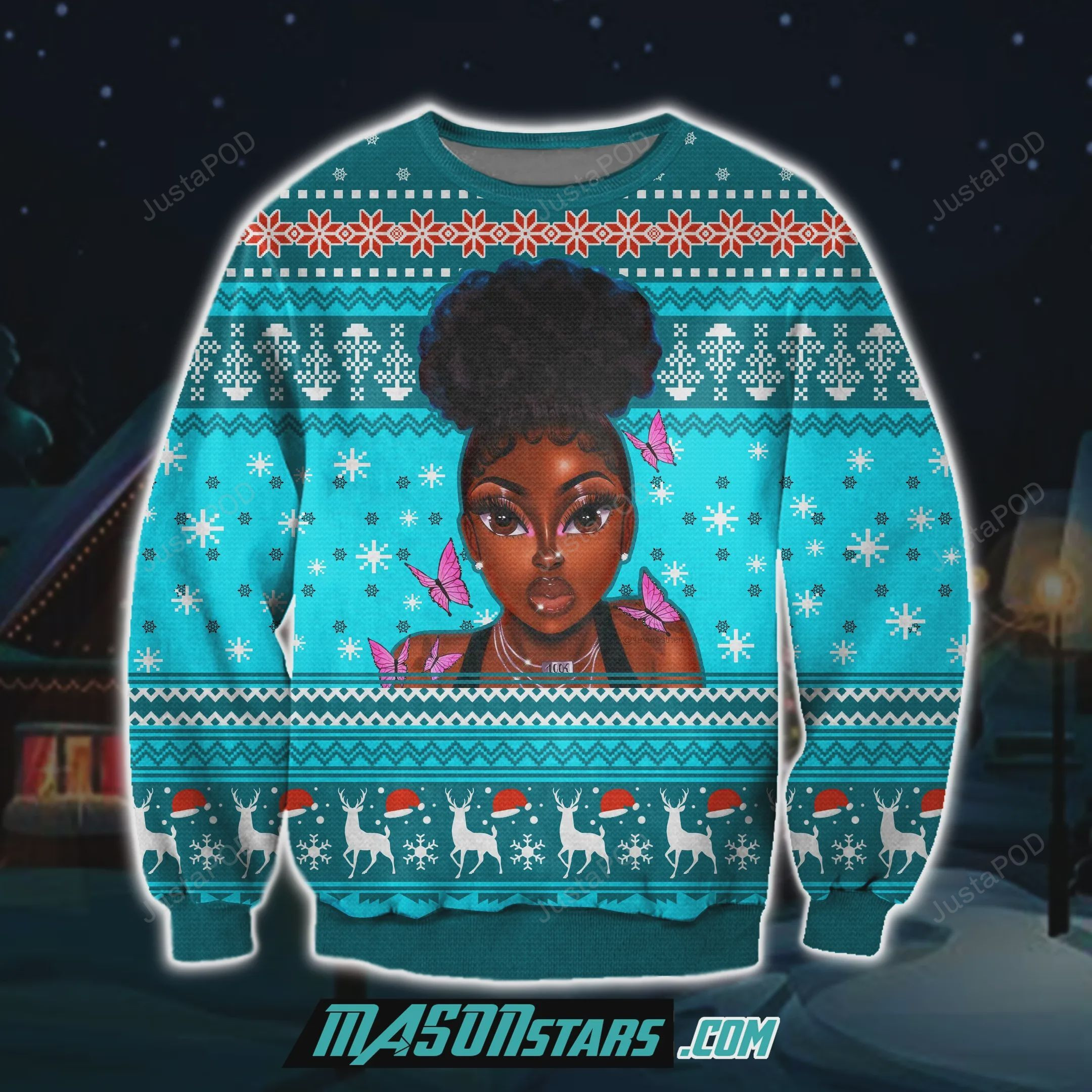 Black Girl 3D Print Knitting Pattern Ugly Christmas Sweater, Perfect Holiday Gift