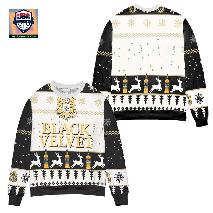 Black Velvet Canadian Whisky Logo Christmas Pattern Ugly Christmas Sweater