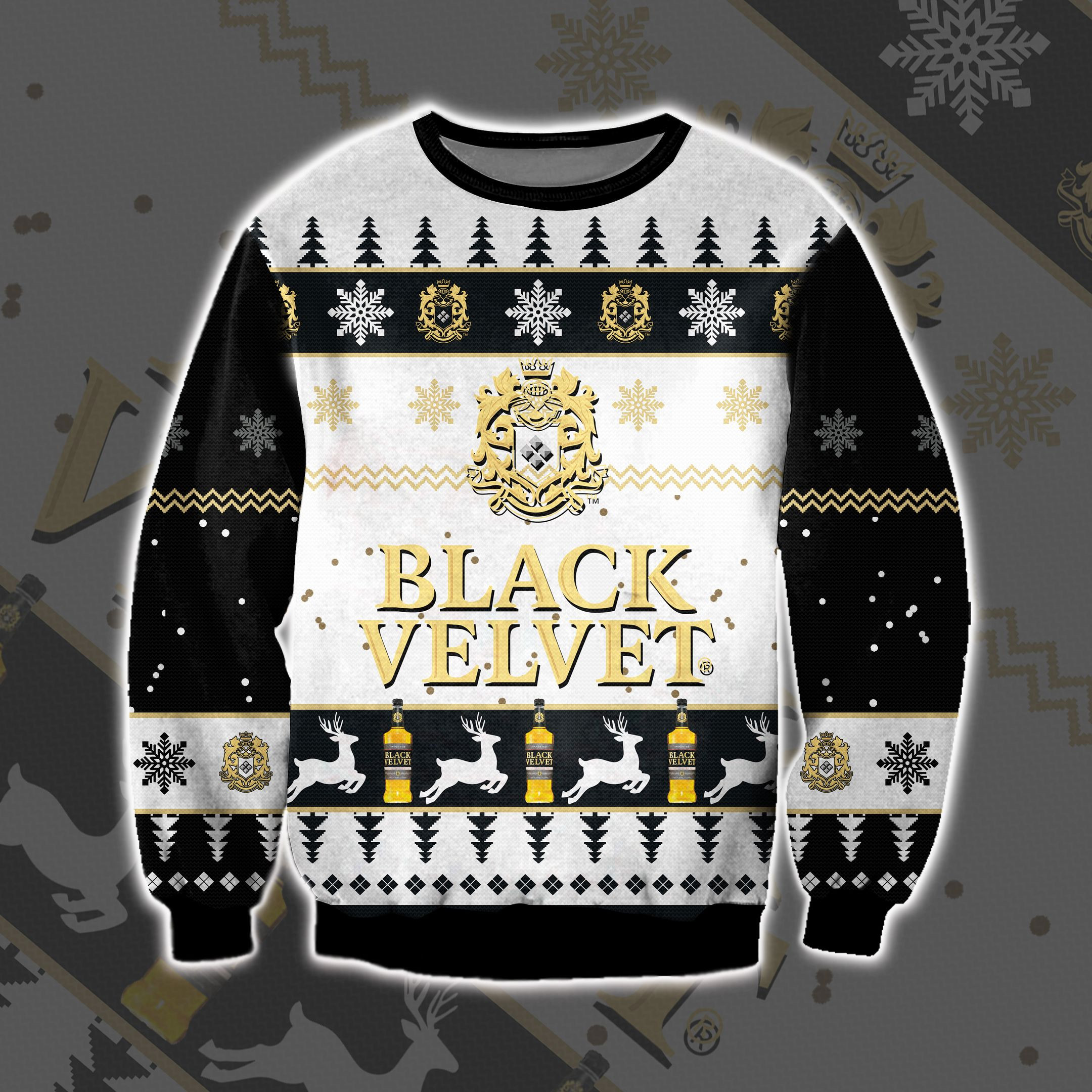 Black Velvet Knitting Pattern 3D Print Ugly Christmas Sweater