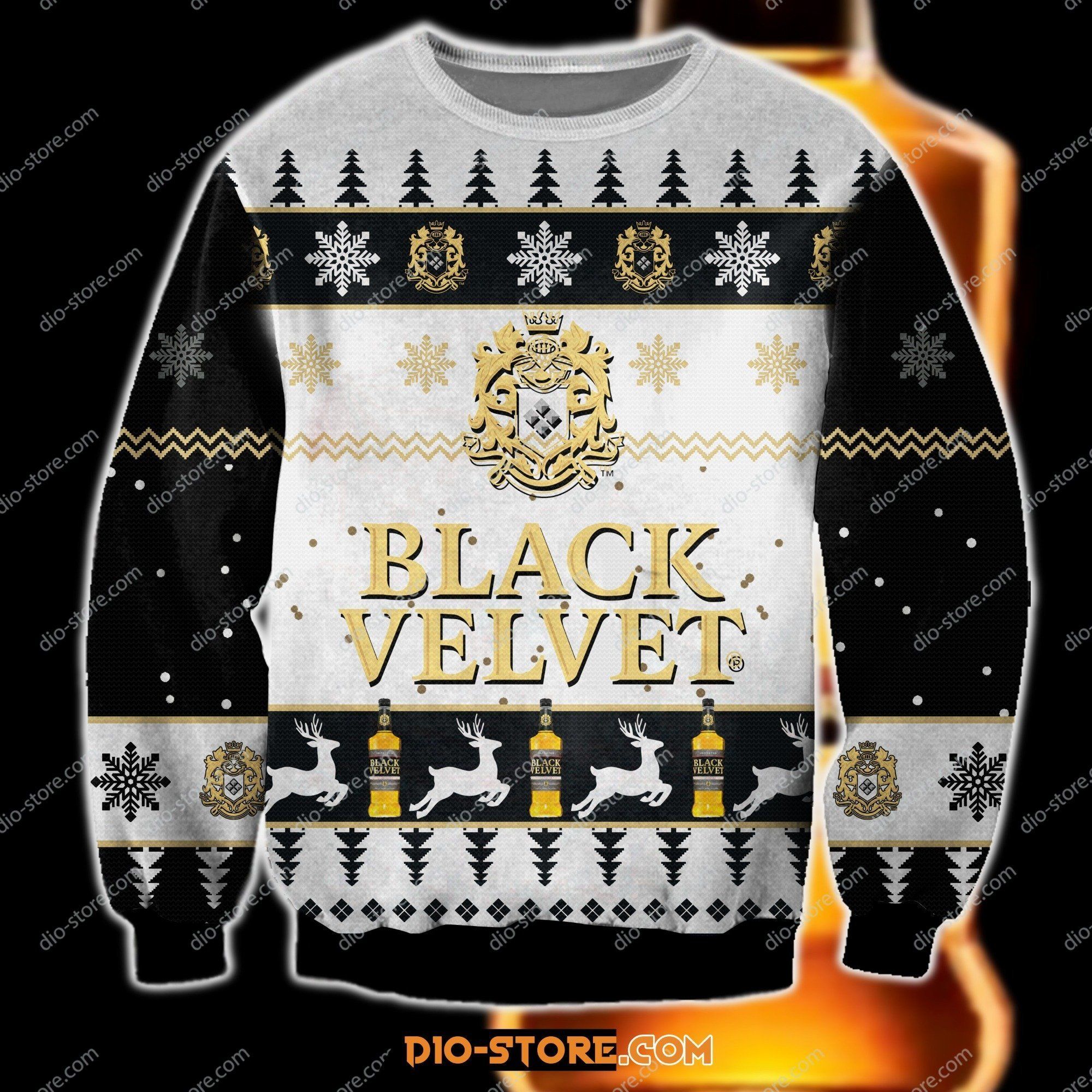 Black Velvet Knitting Pattern 3D Print Ugly Christmas Sweater