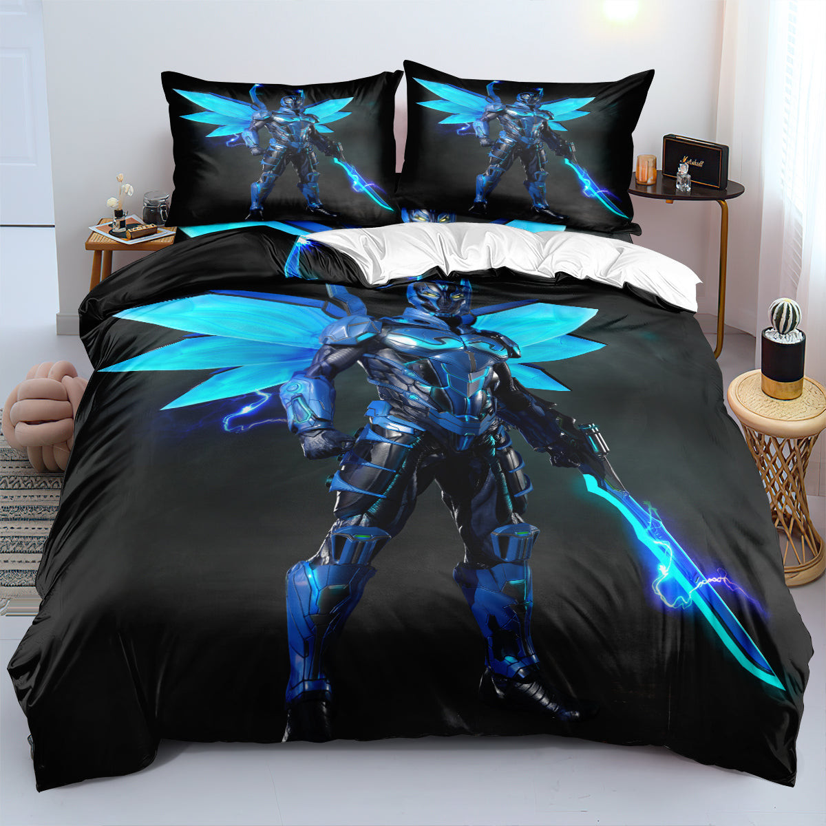 Blue Beetle Duvet Cover Quilt Cover Pillowcase Bedding Set Bed Linen Home Bedroom Decor