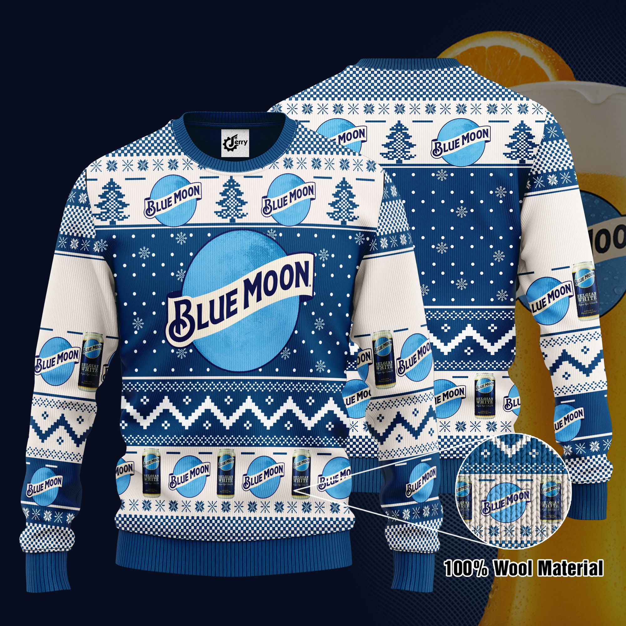 Blue Moon 3D Print Ugly Christmas Sweater, Hoodie, Zip Hoodie, Bomber Jacket