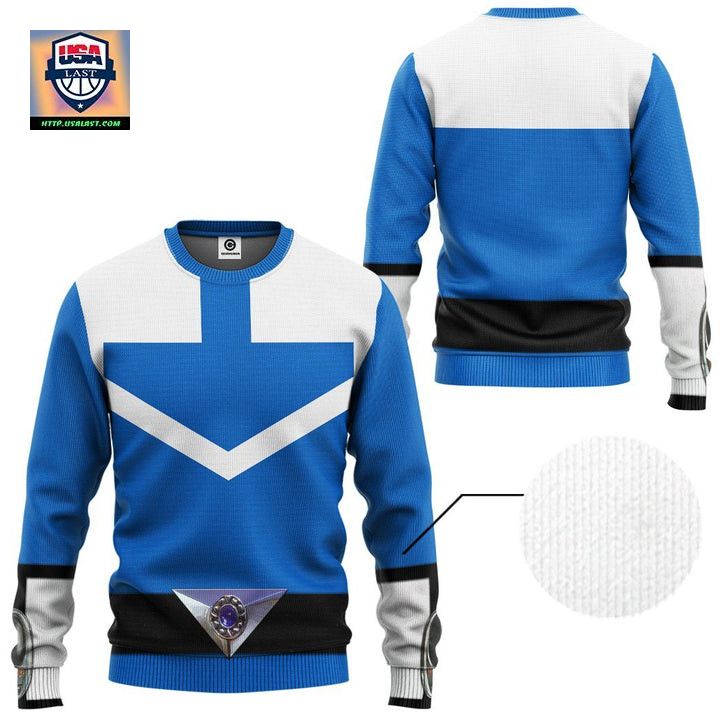 Blue Power Rangers Time Force Costume Ugly Christmas Sweater