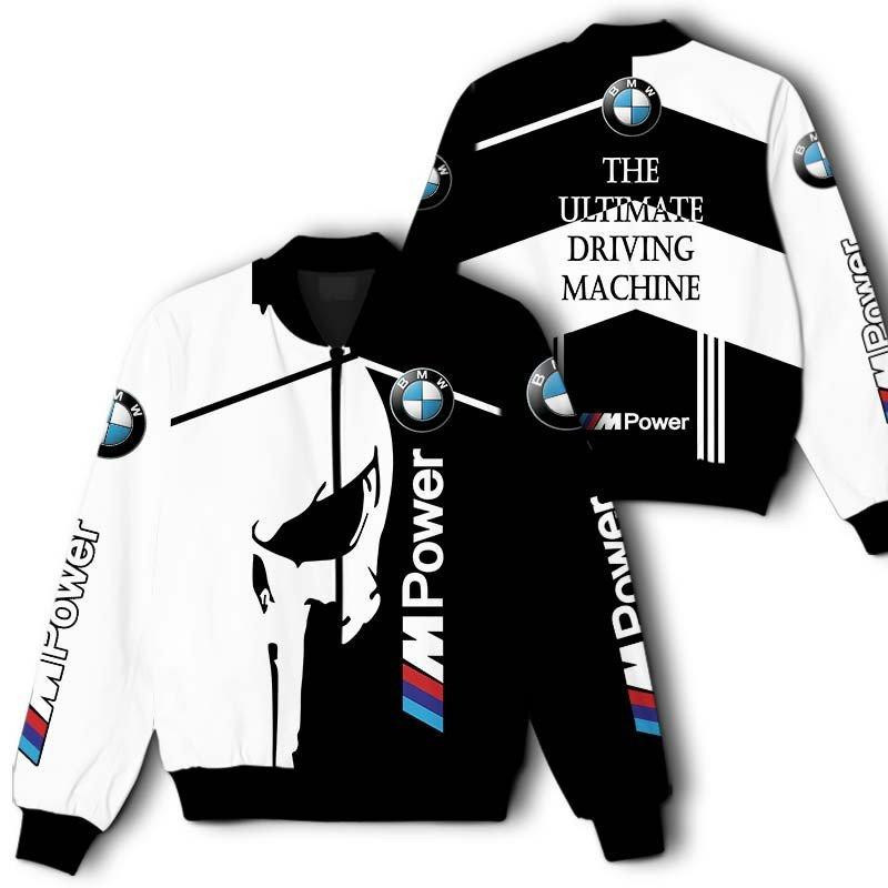BMW Power Punisher Skull Bomber Jacket | Automotive Jacket for Men & Women | Car Fan Gift