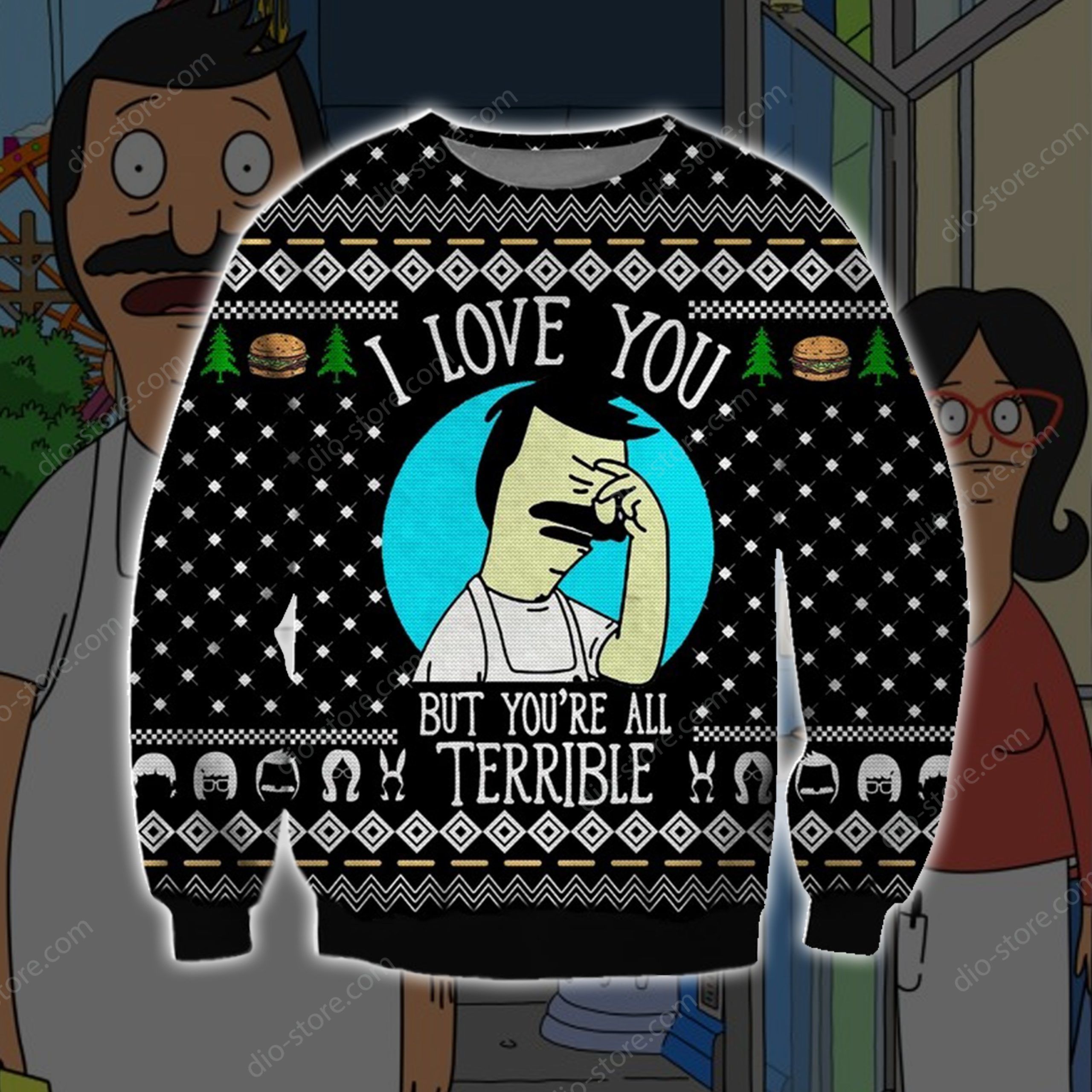 Bob'S Burgers Knitting Pattern 3D Print Ugly Christmas Sweater