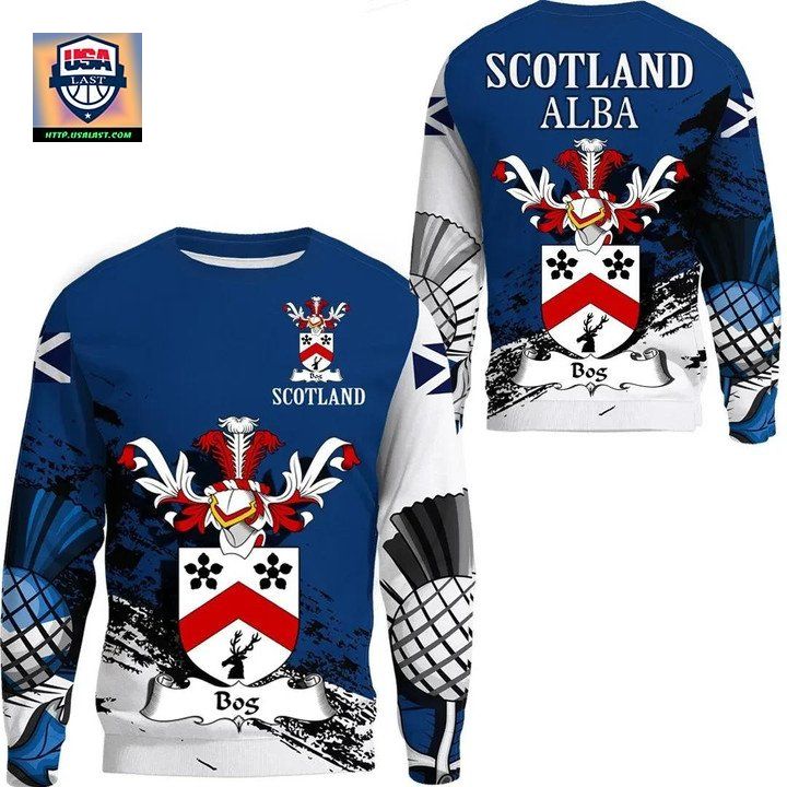Bog Scottish Family Crest Scotland Special Sweater 