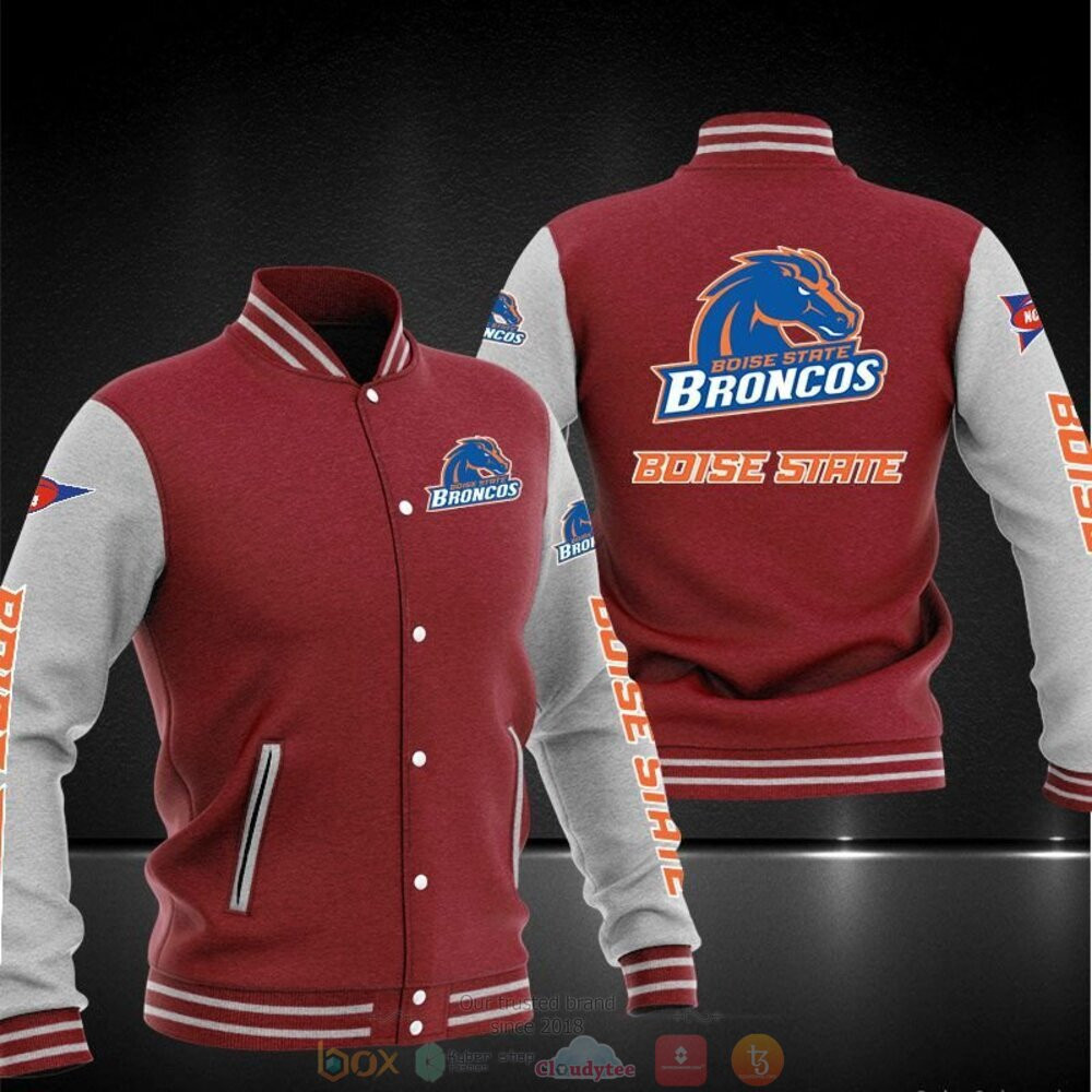 Boise State Broncos Red Grey Varsity Baseball Jacket for Men & Women | NCAA Team Fan Gift