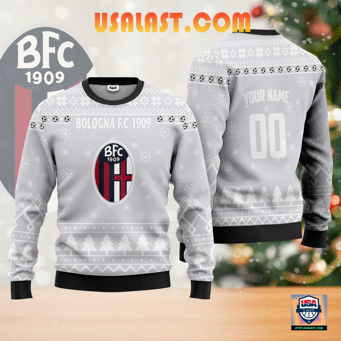 Bologna F.C 1909 Personalized Ugly Christmas Sweater Sliver Version