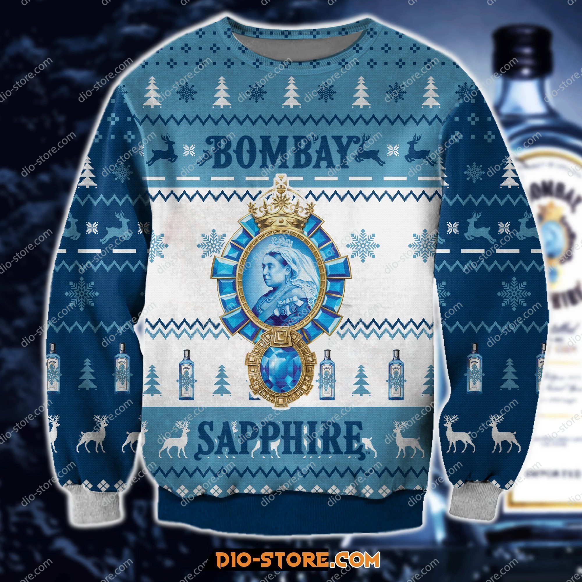Bombay Sapphire Knitting Pattern 3D Print Ugly Christmas Sweater