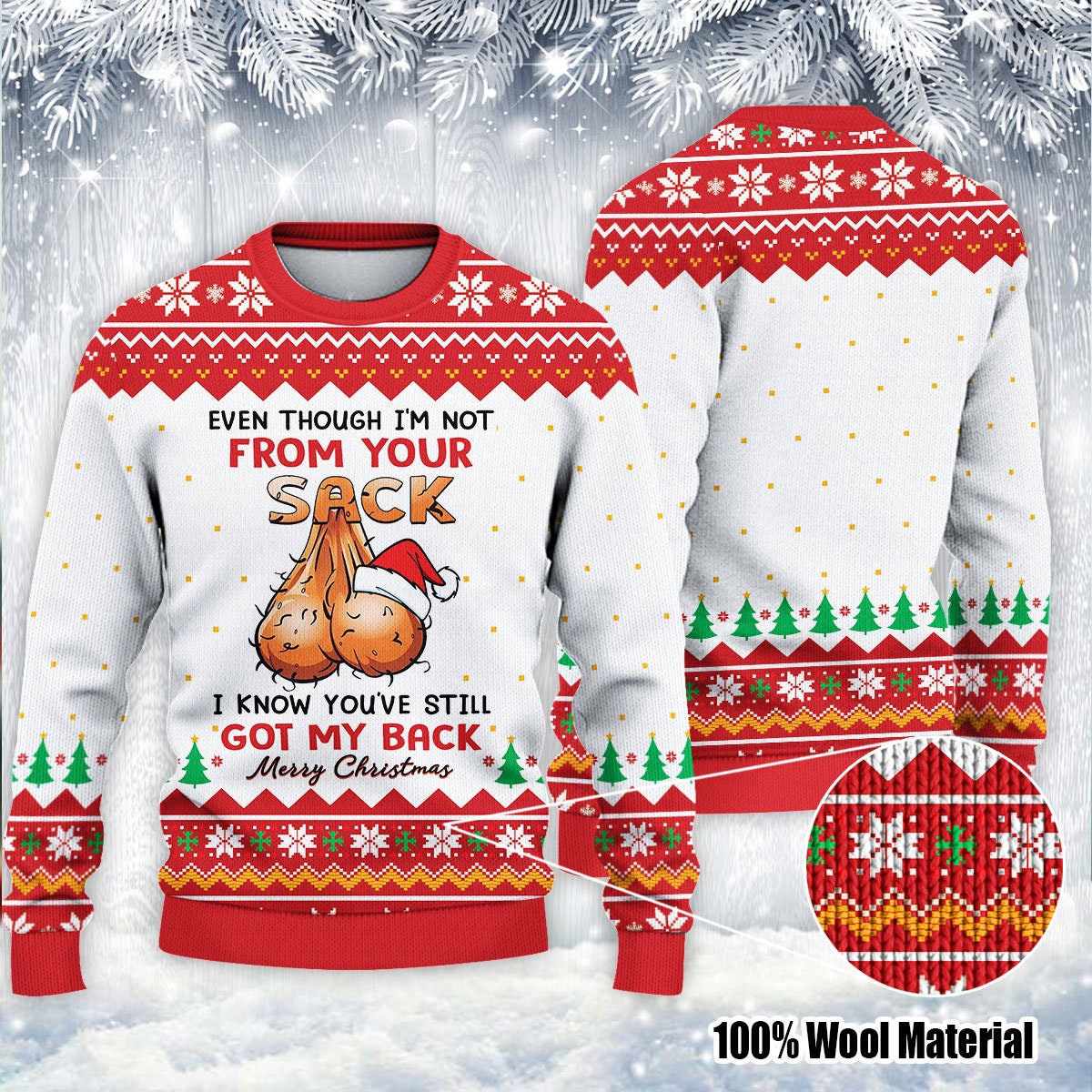 Bonus Dad Step Dad Ugly Christmas Sweater