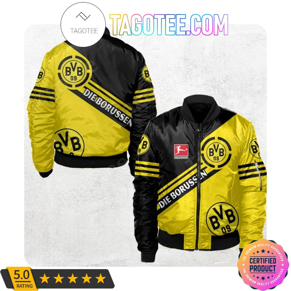 Borussia Dortmund Black Yellow Die Borussen Bomber Jacket | Streetwear Jacket for Men & Women | Fan Gift