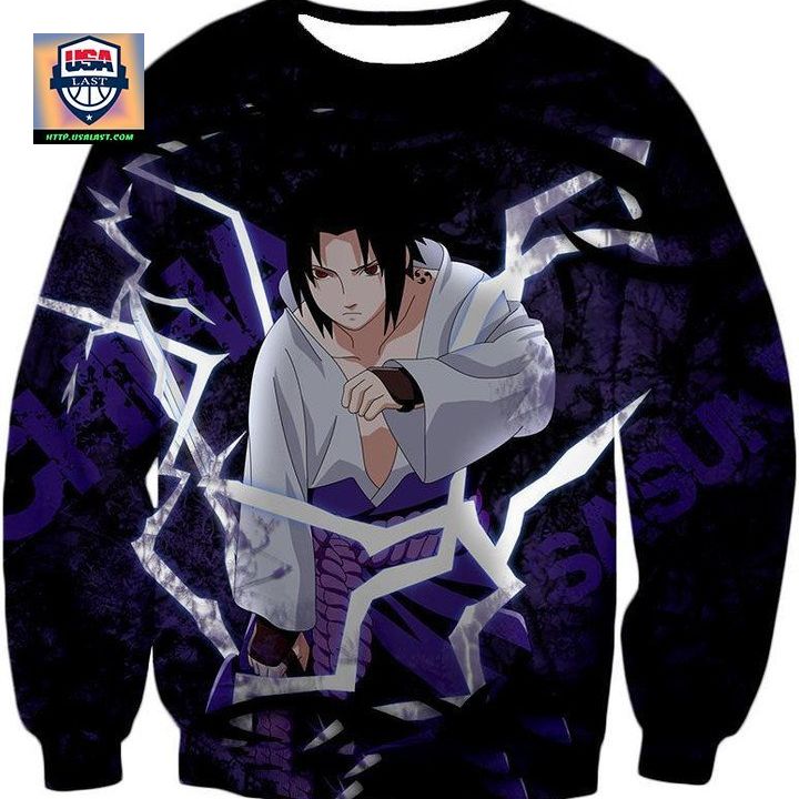 Boruto Powerful Lightning Ninja Sasuke Uchiha Action Black Sweater